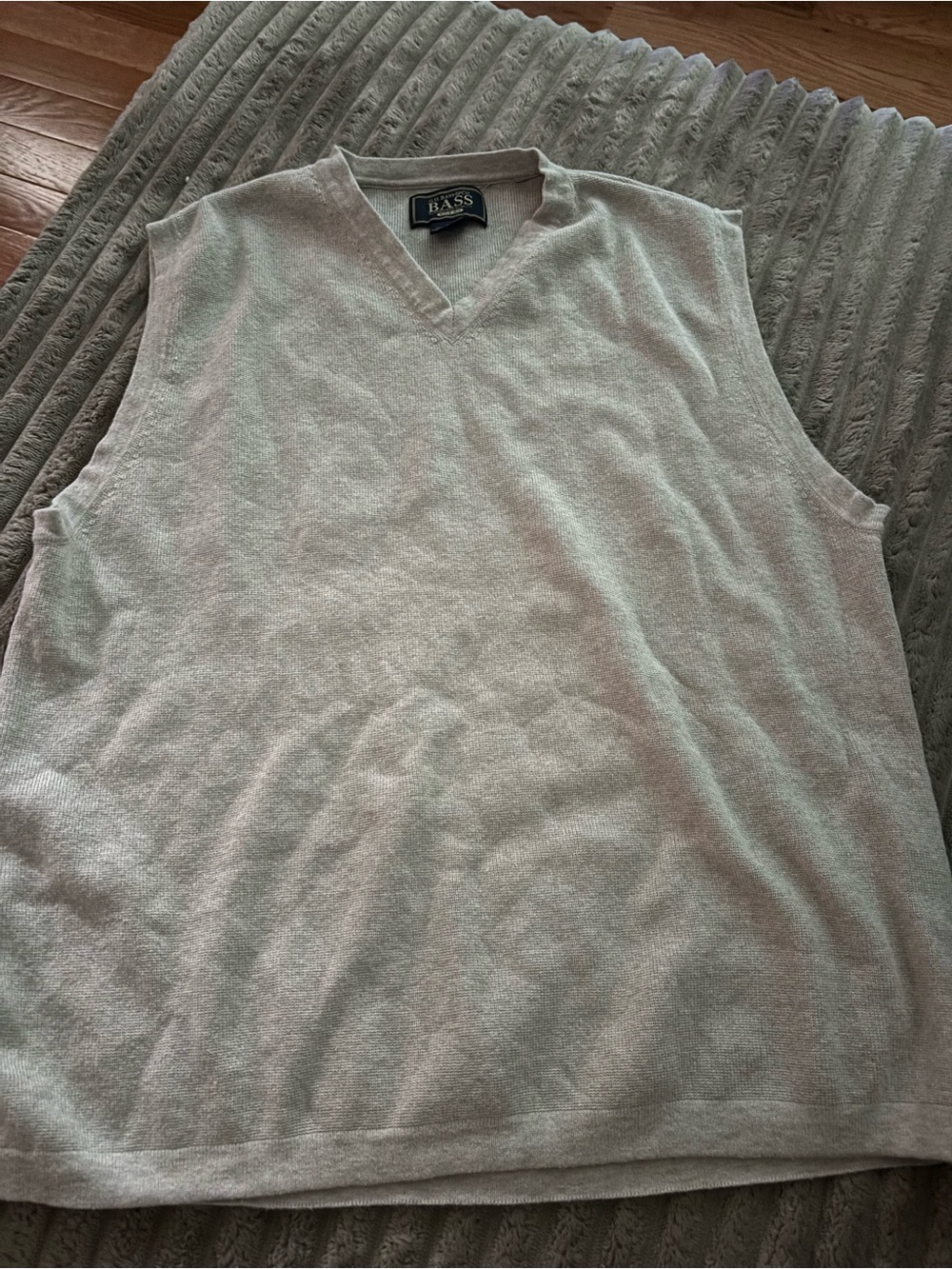 Bass Light Gray V-Neck Cotton Sweater Vest
